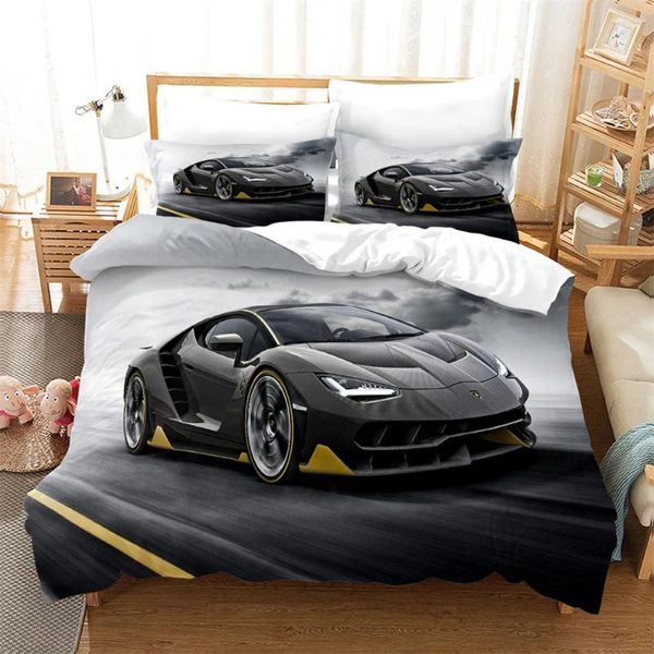 Set di biancheria da letto Copripiumino per auto sportiva Race con federe per adolescenti Bambini Ragazzi Fantastico arredamento per la camera da letto