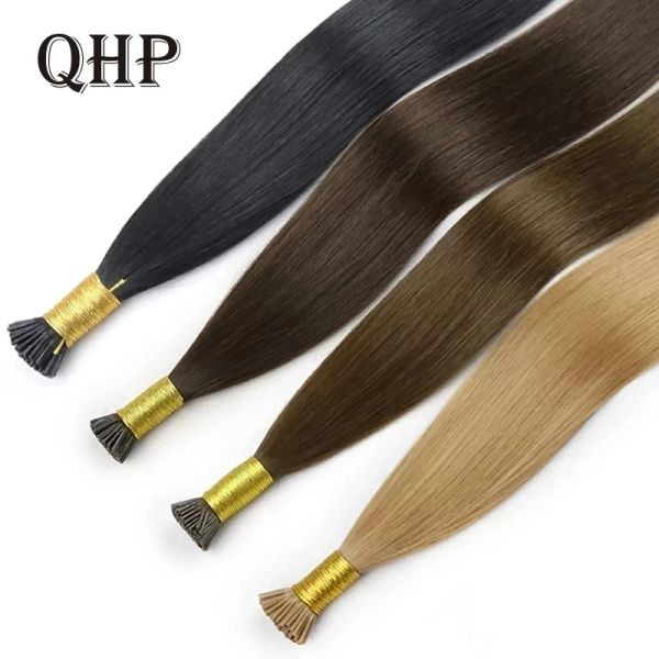 Extensões de cabelo em linha reta i ponta extensões de cabelo humano 50 pçs/set extensões de cabelo natural queratina cápsula marrom 613 cor loira 1226 polegada