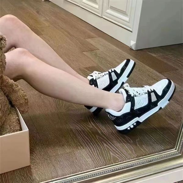 L V Casual G 1977 Boot Ayakkabı Kadınları 3D Eski Flowertravel Deri Dikiş Sneaker Cowhide Moda Düz Orijinal Koşu Eğitimleri Mektuplar Erkek Ayakkabı Platformu Spor Sneaker