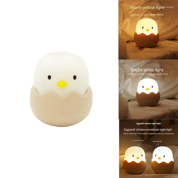 Luci notturne Touch Light Morbido silicone USB ricaricabile Decorazione della camera da letto Regalo Lampada da comodino Pulcino con guscio d'uovo animale