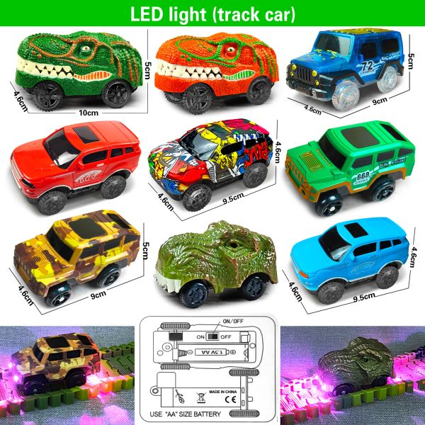 Magical Track Racing Auto con luci a LED per pista da corsa in plastica fai -da -te che brilla nei giocattoli di dark creative per bambini