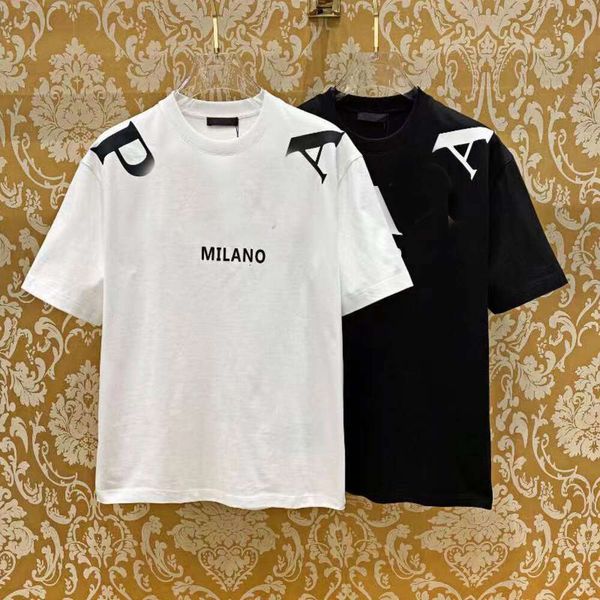 Мужская дизайнерская футболка Prrada Повседневная мужская футболка Женская футболка с буквами и стереоскопическим принтом с коротким рукавом, самая продаваемая роскошная мужская одежда в стиле хип-хоп, азиатский размер ALI