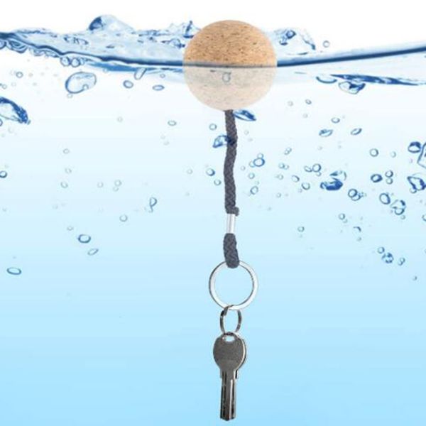 2pcs 50mm schwimmende Korkschlüsselrolle Wasser Auftriebender Ball Kajak Surf Schwimmer Schlüsselbund Key Ring Marine Segelboot Strong Seil Acces