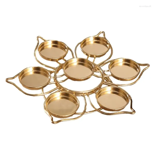 Castiçais de cobre suporte de lâmpada de manteiga de sete estrelas assento de castiçal budista lotus metal para buda ouro