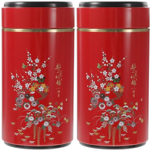 Garrafas de armazenamento 2pcs latas de chá recipientes de metal frascos herméticos quadrados para café doces chocolate açúcar