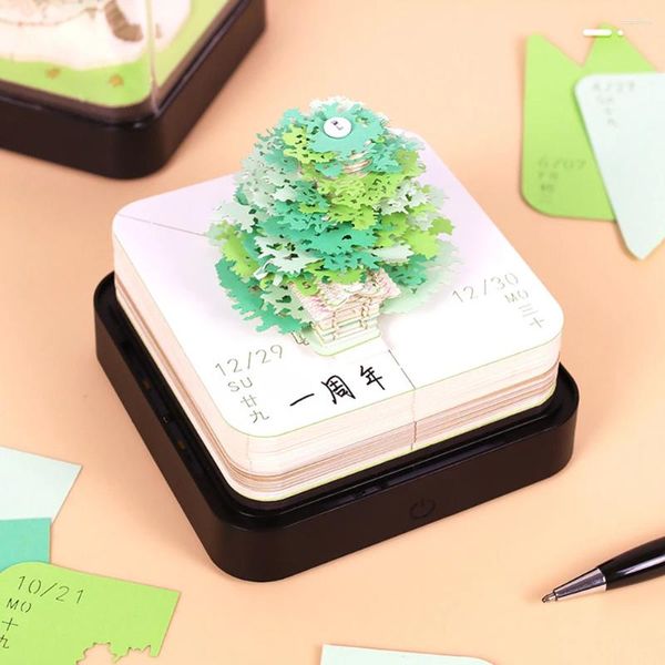 Decoração de festa elegante 3d árvore casa bloco de notas calendário diy notas de papel ornamento de mesa para mulheres homens crianças menino menina