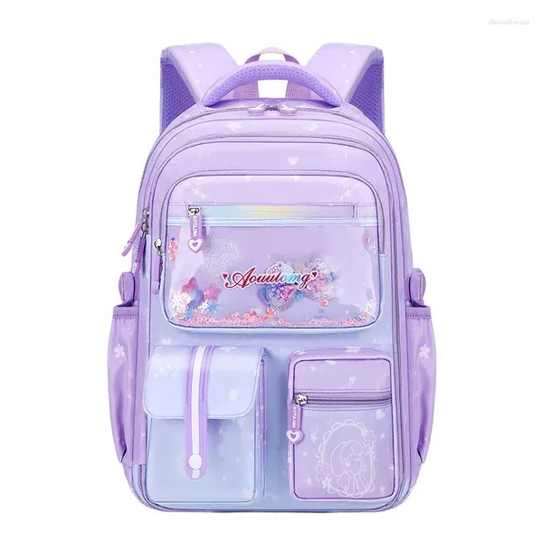 Sacos escolares 2024 bonito schoolbag estudante meninas crianças princesa geladeira porta mochila protetor de coluna livro ombro