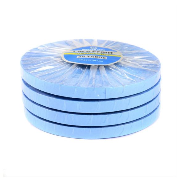 Nastro di supporto anteriore in pizzo da 36 metri Nastro di supporto per fodera blu Nastro per parrucca in pizzo Estensione dei capelli PU Toupee Colla per capelli Adesivi per parrucche 08 cm 10 cm 124256759