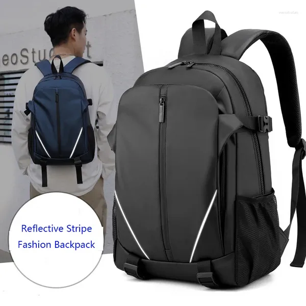 Sırt çantası erkek sırt çantası gündüz çantası yansıtıcı şerit su geçirmez naylon seyahat çantası moda dizüstü bilgisayar erkek öğrenci okul kitabı sırt çantası