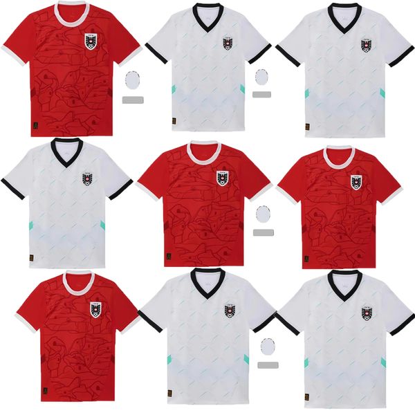 Österreich Classic hochwertige wasserdichte Euro 24/25 Heim-Auswärtstrikots, Herren-Oberteile, T-Shirts, Uniformen, Sets, rote Oberteile, weiße T-Shirts