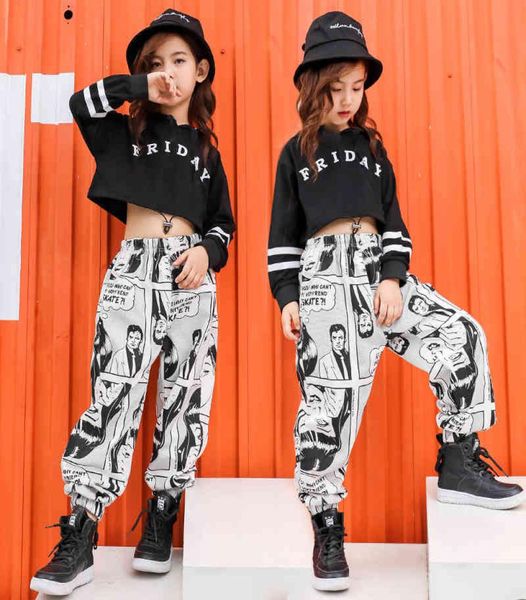 Set di abbigliamento Per bambini Lettera Crop Top in cotone per bambini tute sportive Costumi di danza per ragazze Adolescente Hip Hop 10 12 14 16 18 anni4001848