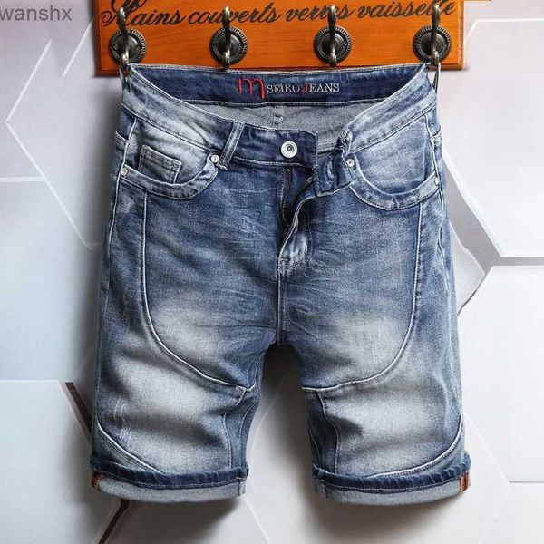 Shorts masculinos 2023 verão Novo masculino short de jeans de jeans coreano Painel de roupas de algodão de algodão de algodão Slim Fit Cutting Jeans Mens Brandl2404