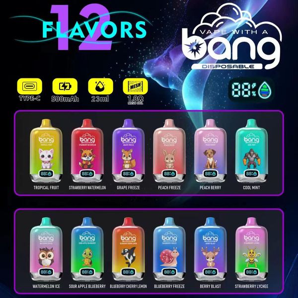 BANG BOX BANG ORIGINALE Digital Digital 15000 SVIFICARE VAPE MONOSTRAGGIO 12 FONTE SCOLA 15K E Sigaretta 500MAH BATTERE ricaricabile Premuta 0% 3% 2% 5% 5% VAPE PEN BAR