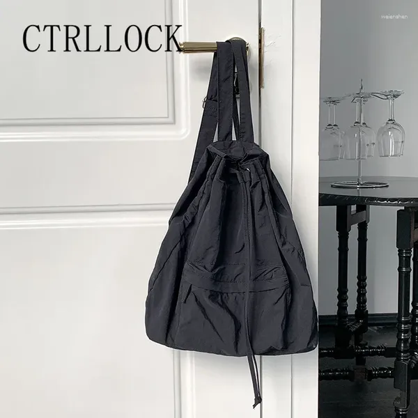 Рюкзак CTRLLOCK Chic Solid Color Большая вместимость Повседневная дорожная плиссированная нейлоновая школьная сумка на шнурке