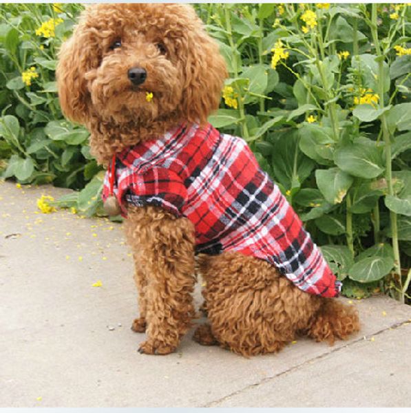Fornecimento direto da fábrica pet camisa xadrez roupas para cães primavera e verão roupas de comércio exterior roupas para cães local pet