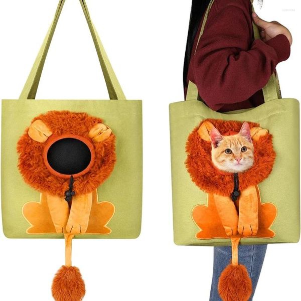 Katzenträger, Löwen-Design, verstellbare Haustier-Tragetasche für Outdoor-Handtasche, atmungsaktive Canvas-Tasche, Kitty Puppy