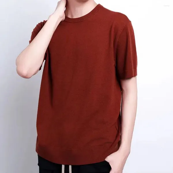 Herren T-Shirts 2024 Seasonmark Diamond Red Wolle Kurzarm T-Shirt Luxus Elegant Atmungsaktiv Gestrickt