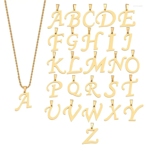 Colares de pingente 2 Pçs / lote Aço Inoxidável A-Z 30mm Grande Letra Twist Chain Colar Jóias para Presente de Aniversário Mulher Menina