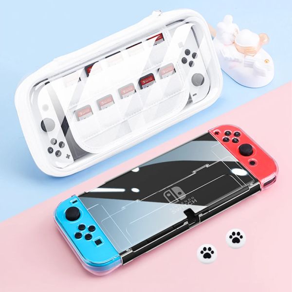 Kit de estojo cristalino de bolsas para Nintendo Switch OLED transportando bolsa transparente de viagem para NS OLED Game Console Protection