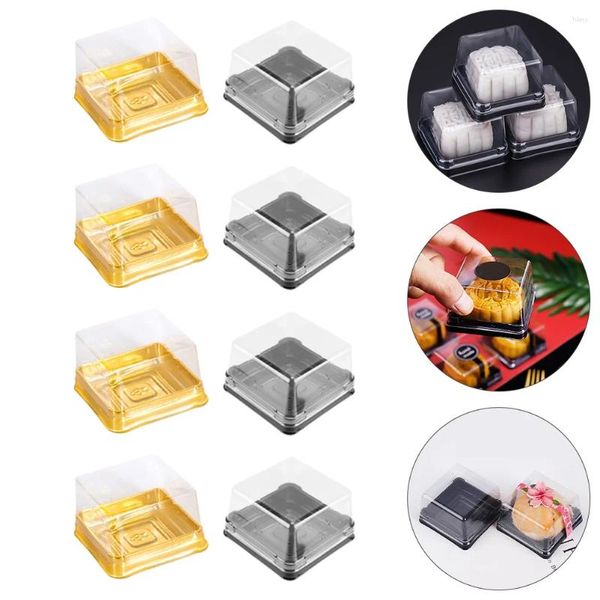 Nehmen Sie Container 100 PCs Donuts Eigelb knusprig Verpackungsbox Aufbewahrung Square Mondkuchen Egei-Yolk Puff kleiner Geschenk Mehrzweck