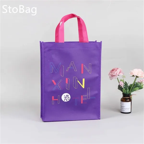 Подарочная упаковка StoBag фиолетовая нетканая сумка, водонепроницаемая утолщенная упаковка, одежда, закуска, конфетная книга для детского душа, декор для дня рождения