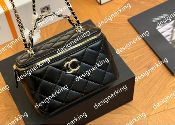 Channells Designer da donna CC trapuntato con borsa a catena Vanity Marchio di lusso Manico in pelle di agnello Borse a tracolla per baule Custodia per trucco da donna Borsa a tracolla cosmetica 10A