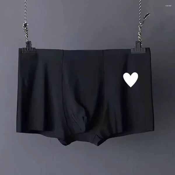 UNDUPTS Erkek Unisex Buz İpek Çift Aşk Baskılı Nefes Alabilir Koşanlı Panties Lover Boyfriend Style Sıradan Sağlam Pürüzsüz Erkek Kılavuzları