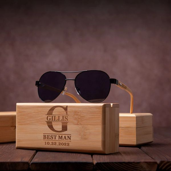 Occhiali da sole Occhiali da sole personalizzati personalizzati con scatola di legno classico gambe in legno Occhiali da sole in metallo regalo
