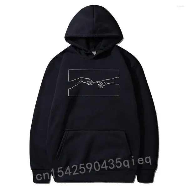 Erkek Hoodies Roman Skuggnas Yaratılış Eller Hattı Sanat Erkekler Premium Pamuk Hoodie Sweatshirt Kazak Jumper Tumblr Gotik Estetik