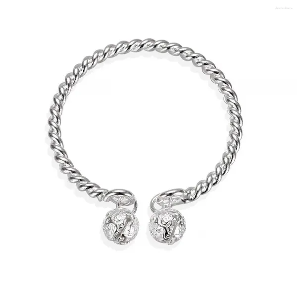 Charm Armbänder Modeschmuck 925 Sterling Silber Retro Doppel Glocke Twist Seil Offenes Armband Für Frauen Männer Geburtstagsgeschenke