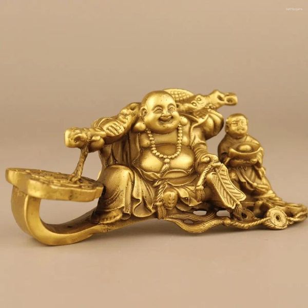 Dekorative Figuren, goldene lachende Buddha-Statue, chinesische Feng Shui Ruyi-Kunstskulptur, Maitreya, Heimdekoration, Figur, Skulptur