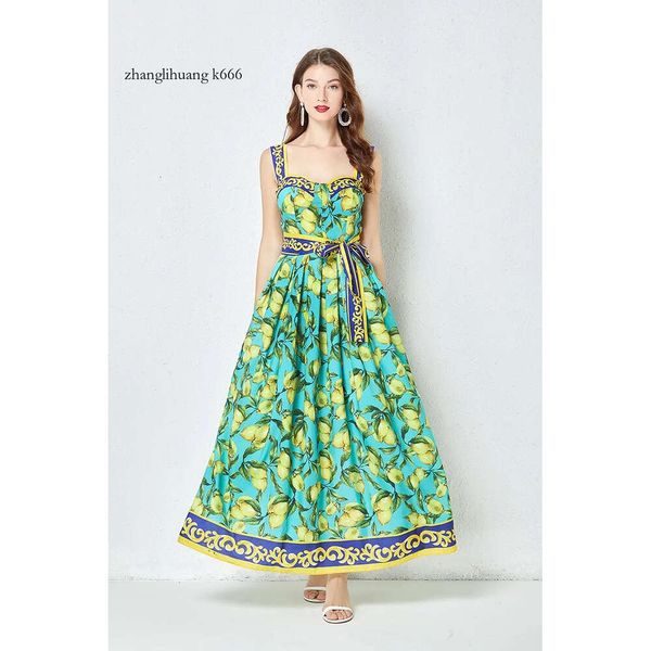 Платья 2024 повседневная женщина по взлетно -посадочной полосе Мода Макси платье летнее богемия лимонный принцип