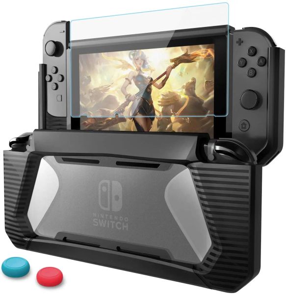 Fälle Mooroer kompatibel mit Nintendo Switch Case mit Screen Protector, TPU Protective Heavy Duty Covers Case