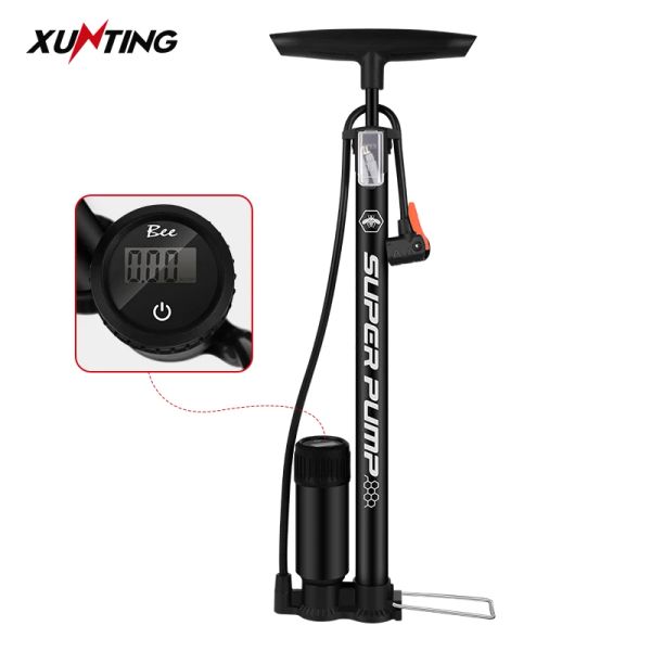 Accessori Xunting Hand Air Bike Pompa con display digitale elettronico 160psi per presta schrader bomba bomicleta bicycle Accessori per biciclette