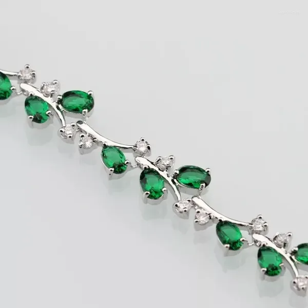 Link pulseiras moda clássica folha verde zircônia pulseira feminina requintado festa casual acessórios personalizados