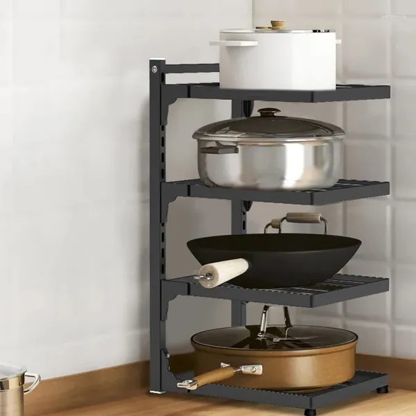 Pia de armazenamento de cozinha rack multi-camada de aço carbono organizador prateleira para armários de fogão doméstico pote ajustável