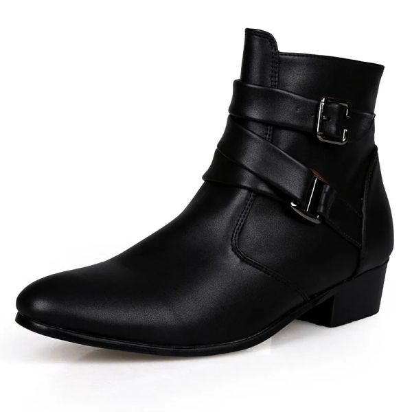 Botas IDOPY Novo Autumn Gothic Men apontou do pé quente Performance de palco