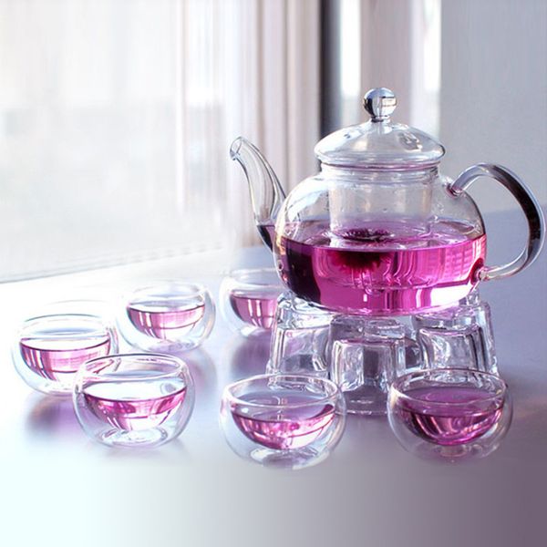 Окружающая плита для приготовления чая, чайный сервиз кунг-фу, фильтр-чайник с нагревателем, двухслойная чашка для дегустации чая, цветочный чайник
