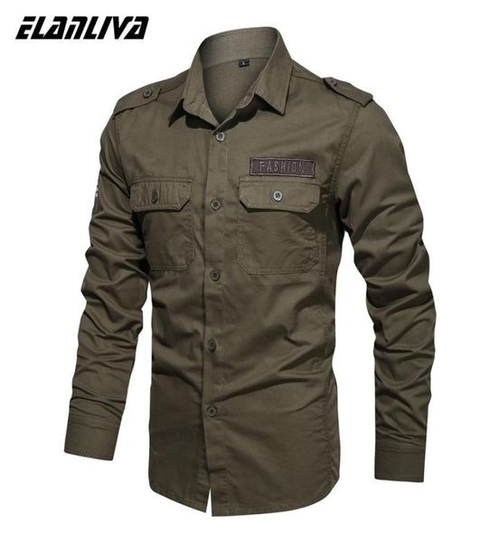 Men039s Kleid Shirts 2022 Frühling Männer Hemd Baumwolle Langarm Für Epauletten Herren Armee Top Qualität Kleidung5096587