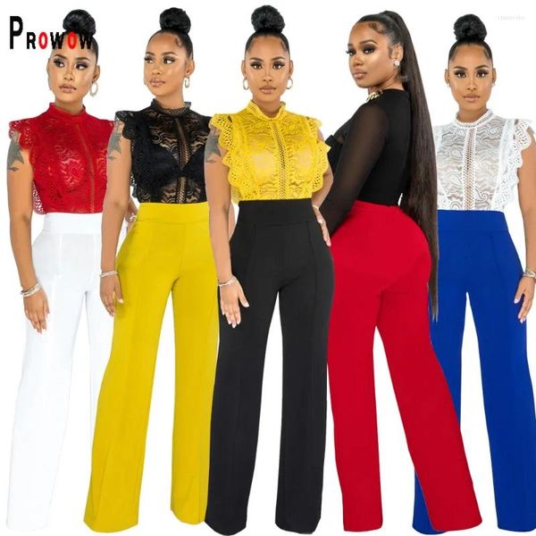 Pantaloni da donna Prowow Moda Donna Baggy Cerniera posteriore Pantaloni a vita alta in tinta unita per Office Lady 2024 Estate Autunno Streetwear