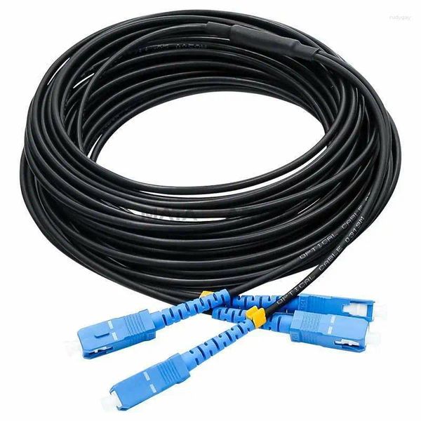 Montature per occhiali da sole Cavo in fibra corazzato nero SC-SC UPC SM 9/125 Cavo patch ottico duplex 20M