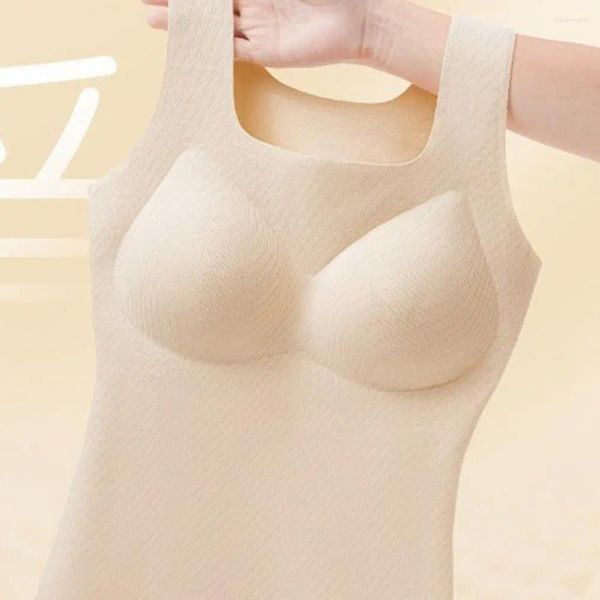 Canotte Canotte Reggiseno imbottito senza cuciture Canotte termostatiche in velluto da donna Canottiere slim fit con scollo a V senza maniche per l'estate Imbottito termico senza fili