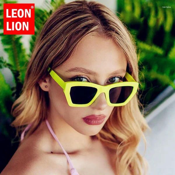 Óculos de sol LeonLion 2024 Cat Eye Retro Mulheres Óculos de Luxo para Mulheres / Homens Marca Óculos Vintage Gafas de Sol Para Hombre