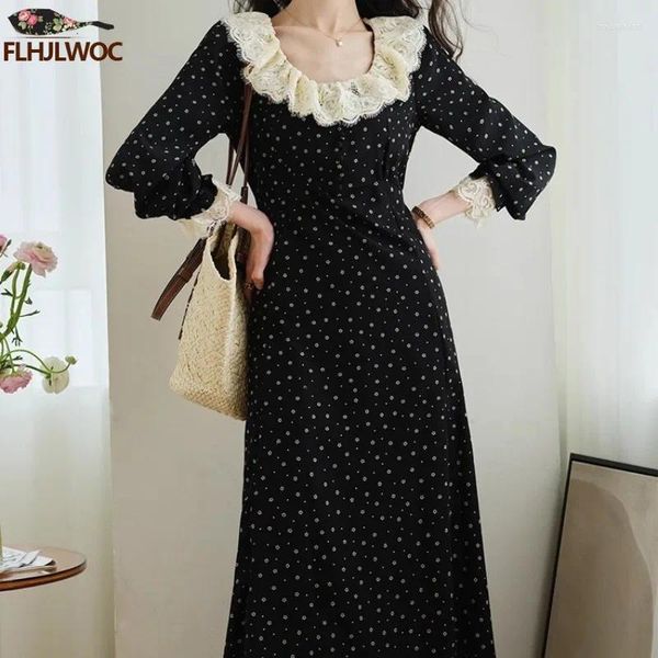 Vestidos casuais 2024 primavera outono bonito doce mori meninas mulheres uma linha retro vintage coreia estilo japonês grils babados laço floral vestido longo