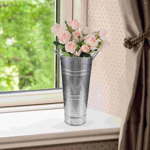 Vasi 2 pezzi vasi da fiori retrò vaso di latta vaso decorativo bollitore grande per fiori centrotavola casa rustica in metallo