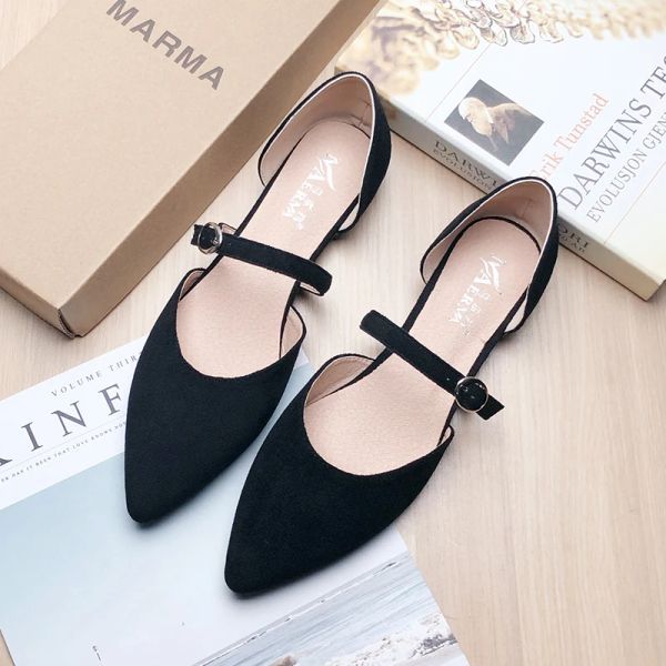 Flats Women Flats Poined Toe Black Velvet in pelle di velluto piatto piatto per donne 2022 primavera estate nuova sola sola di buona qualità comodo confortevole