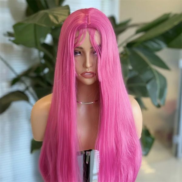 Wigs Aimeya rosa parrucche rosa peli sintetici resistenti al calore con peli per bambini lunghi natura naturale Halloween cosplay parrucca per donne