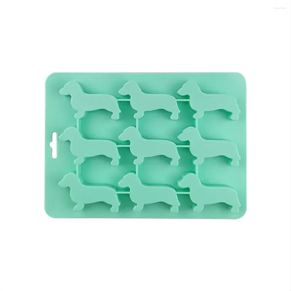 Moldes de cozimento Silicone Dachshund Filhote de Cachorro Em Forma de Cubo de Gelo Molde de Biscoito de Chocolate DIY Home Bandeja de Gelo Ferramentas de Cozinha Verde