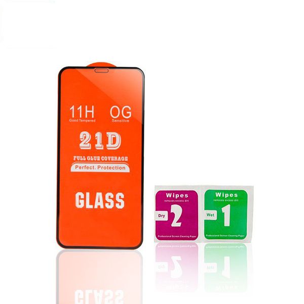 Protettore a schermo in vetro a vetro con colla temperatura da 21d di vetro con colla temperatura da 11h di alta qualità per iPhone 11 12 13 14 15