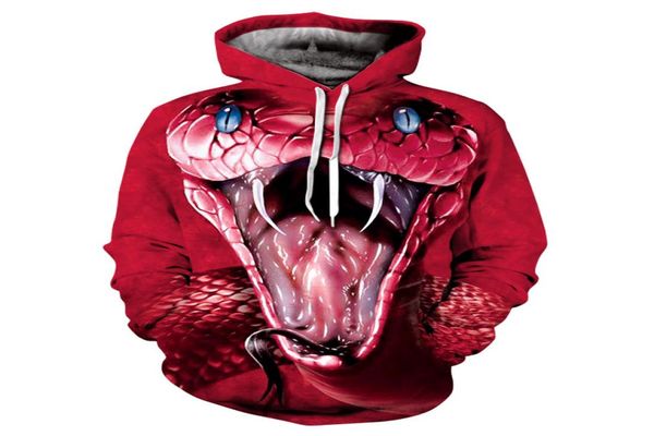 Natur Tiere Hoodies 3D Pullover Langarm Trainingsanzüge Coole Schlange Gedruckt Kapuzenpullover Plus Größe S4XL2511373